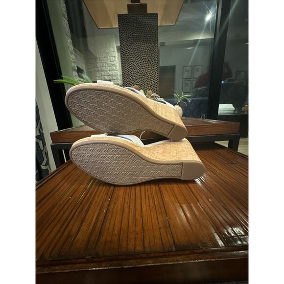 TOMS Sandals New Womens 10 Ankle Strap Natural Cork Sienna Wedge Beige Canvas - Picture 11 of 11